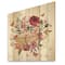 Designart - Vintage Old Letters With Wildflowers - Farmhouse Print on Natural Pine Wood